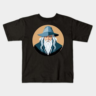 Wise Wizard Wearing Gray Kids T-Shirt